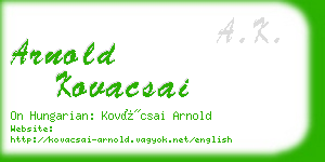 arnold kovacsai business card